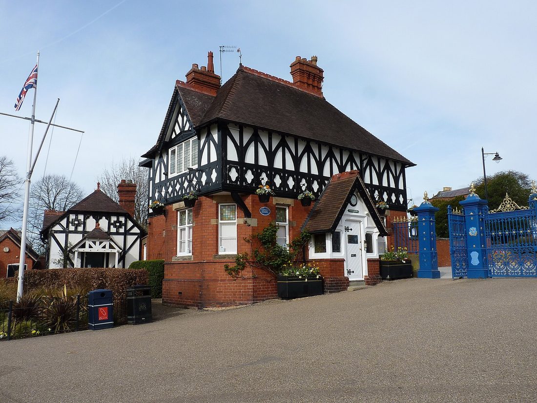 The lodge and gardens of the Quarry park in Shrewsbury